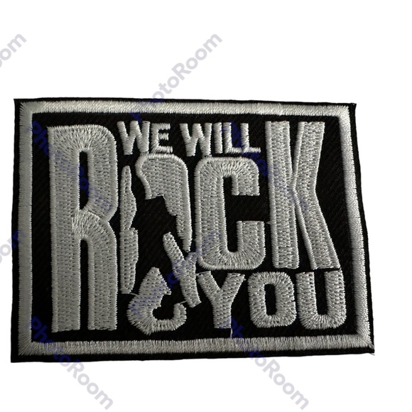 We Will Rock You embroidered patch rectangle iron on sew on 2x3” DIY crafts hats - Picture 1 of 2